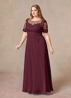 Azazie Raissa Kleider für die Brautmutter A-Linie Spitze Chiffon Kleid Cabernetrot image11