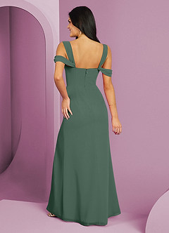 Barbie ♥ Azazie Bridesmaid Dresses Eucalyptus A-Line Off the Shoulder Chiffon Dress image6