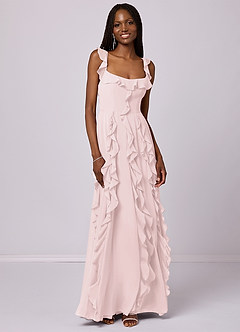 Barbie ♥ Azazie Bridesmaid Dresses Blushing Pink A-Line with Pockets Chiffon Dress image3
