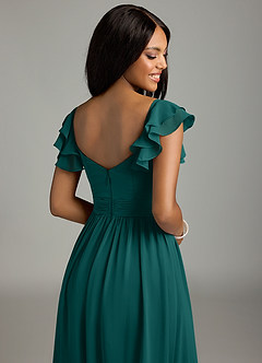 Azazie Anaya Bridesmaid Dresses Peacock A-Line Pleated Chiffon Dress image2