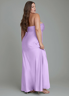 Azazie Saylor Vestidos de damas de honor Vestido Lila de Satén Elástico de Corte Sirena con Palabra de honor image12