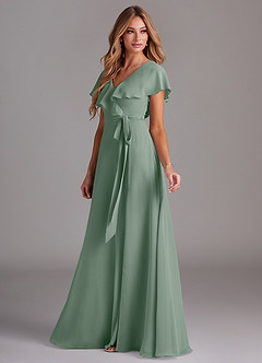 Azazie Lainey Bridesmaid Dresses Silver Sage A-Line with Pockets Chiffon Dress image11