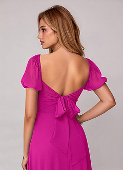 Azazie Fatima Bridesmaid Dresses Fuchsia A-Line with Pockets Chiffon Dress image1