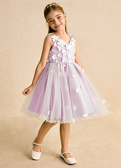 Azazie Junebug vestidos de niña de las flores Vestido de Marfil Rosa Caramelo de Tul de Princesa con Encaje image2