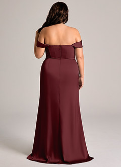 Azazie Johana Abiti da Damigella Abito Convertibile Sirena in Raso Elasticizzato a Spalla Scoperta Cabernet image9