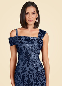 Azazie Odessia Mother of the Bride Dresses Dark Navy A-Line Sequins Lace Dress image6