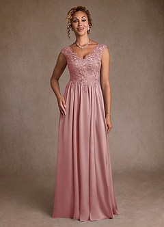 Azazie Amethyst Mother of the Bride Dresses Dusty Rose A-Line Lace Dress image4