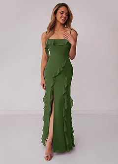 Barbie ♥ Azazie Bridesmaid Dresses Olive Sheath Bow Chiffon Dress image3