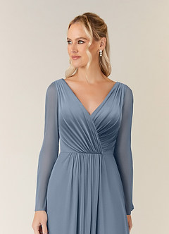 Azazie Teraso Final Sale Twilight A-Line Pleated Mesh Dress image4