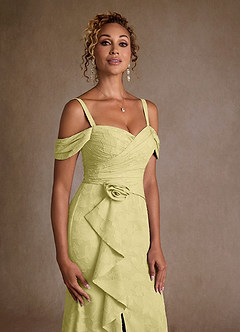 Azazie Irene Mère de la mariée Robes Robe Trapèze en Blumen-Burnout Épaule décolletée Sorbet Citron image7