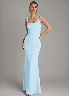Azazie Agustina Bridesmaid Dresses Sky Blue Mermaid Corset Chiffon Dress image4