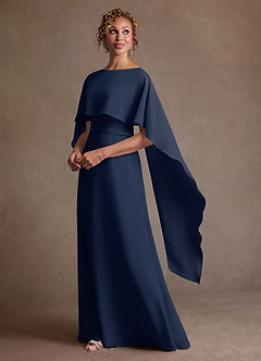 Azazie Marilla Mother of the Bride Dresses Dark Navy A-Line Pleated Chiffon Dress image5