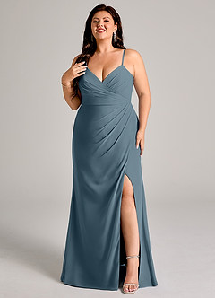 Azazie Maci Bridesmaid Dresses Twilight Sheath Pleated Chiffon Dress image8