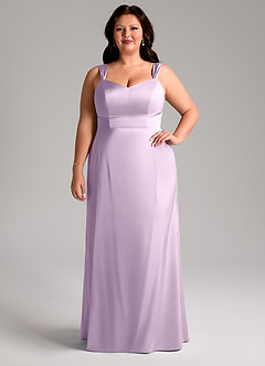 Azazie Denice Brautjungfernkleider Etui Plissee Stretch-Satin Kleid Frostiges Flieder image8