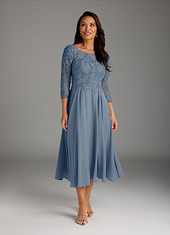 Azazie Marge Brudens mor kjoler A-Line Scoop Blonde Chiffon Te-længde Kjole image2