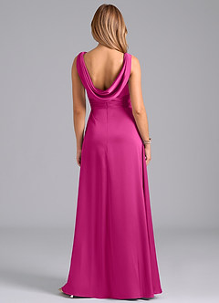 Azazie Karina Brautjungfernkleider A-Linie Plissee Stretch-Satin Kleid Fuchsia image6