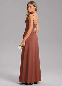Azazie Azuree Bridesmaid Dresses Auburn A-Line Pleated Stretch Satin Dress image7