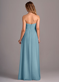 Azazie Joni Bridesmaid Dresses Moody Blue A-Line Strapless Chiffon Convertible Dress image5