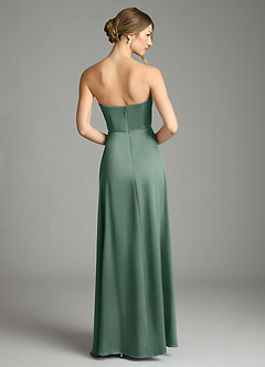 Azazie Wren Bridesmaid Dresses Eucalyptus A-Line Strapless Stretch Satin Convertible Dress image7