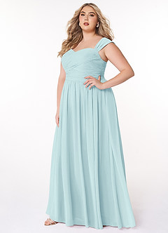 Azazie Zapheira Bridesmaid Dresses Sea Glass A-Line Ruched Chiffon Dress image7