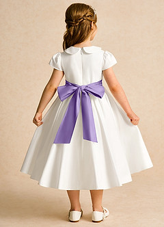 Azazie Deary Flower Girl Dresses Ivory Tahiti A-Line Bow Cotton Dress image2