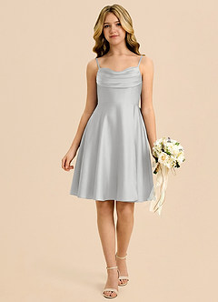 Azazie Bear Silver A-Line Sweetheart Neckline Stretch Satin Dress image1