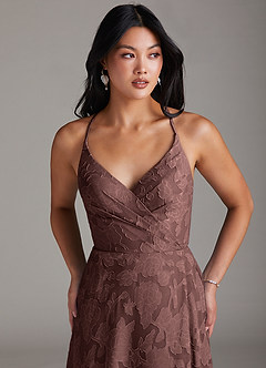 Azazie Davis Robes de demoiselle d'honneur Robe Trapèze en Blumen-Burnout Plissée Expresso image5