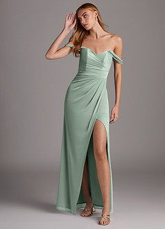 Azazie Selma Bridesmaid Dresses Agave Sheath Sweetheart Neckline Mesh Convertible Dress image3