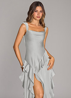 Azazie Sloane Bridesmaid Dresses Silver A-Line Sweetheart Neckline Stretch Satin Dress image5