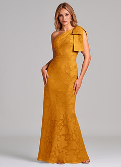 Azazie Yuanna Brudtärnklänningar Klä av Sjöjungfru i Blommig Utbrändhet Ena axeln Knäck image3