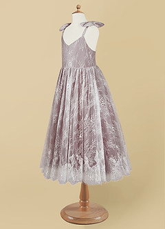 Azazie Tilly Flower Girl Dresses Diamond White Dusty Rose A-Line Lace Dress image8