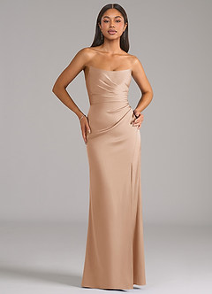 Azazie Marla Bridesmaid Dresses English Rose Sheath Strapless Stretch Satin Convertible Dress image1