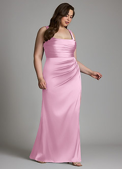 Azazie Sierra Bridesmaid Dresses Candy Pink A-Line Corset Stretch Satin Dress image12
