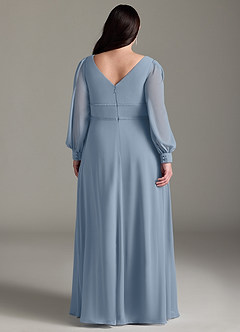 Azazie Sage Venta Final Vestido de Cabernet de Gasa de Corte en A con Manga larga image7