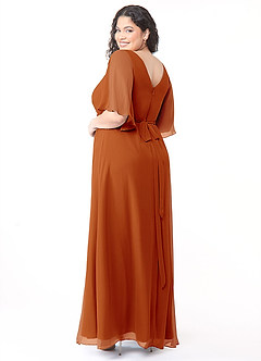 Azazie Cierra Bridesmaid Dresses Paprika A-Line V-Neck Chiffon Dress image12