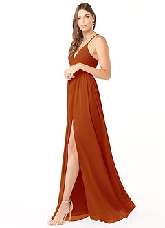 Azazie Aaida Bridesmaid Dresses Paprika A-Line Corset Chiffon Dress image4