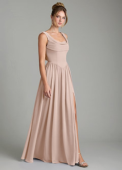 Azazie Novi Brautjungfernkleider A-Linie Plissee Chiffon Kleid Englisches Rosa image3