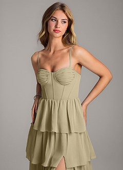 Azazie Alanna Bridesmaid Dresses Moss Green A-Line Sweetheart Neckline Chiffon Dress image2