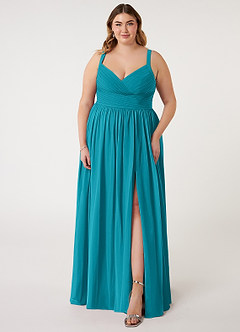 Azazie Chanel Bridesmaid Dresses Jade A-Line Pleated Chiffon Dress image8