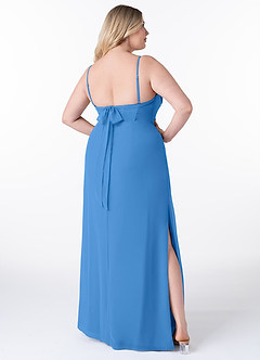 Azazie Mai Brautjungfernkleider Etui Plissee Chiffon Kleid Blauhäher image9
