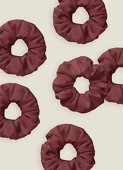 front Matchande Färg Sex-Delad Brudtärna Stretch Satin Over Size Scrunchie Set