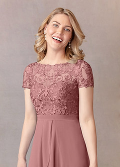 Azazie Mamie Mother of the Bride Dresses Desert Rose A-Line Lace Chiffon Dress image5