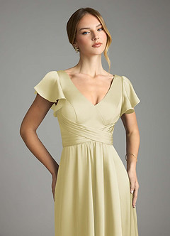 Azazie Omari Jurken voor bruidsmeisjes Jurk van Stretch Satijn met A-Lijn Citroensorbet image6