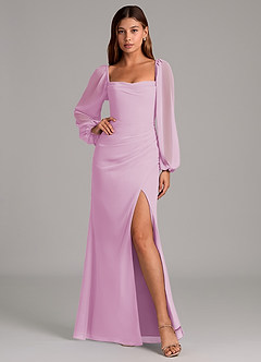 Azazie Brixley Abiti da Damigella Abito Sirena in Chiffon Manica Lunga Rosa Confetto image6