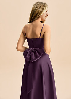 Azazie Rumi Junior Linia A Pofałdowany Satyna elastyczna Długość podłogi Młodsza druhna Sukienka image6