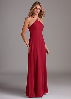 Azazie Bailey Abiti da Damigella Abito A-Line in Chiffon con Scollo Halter e Spacco Laterale Scarlatto image6