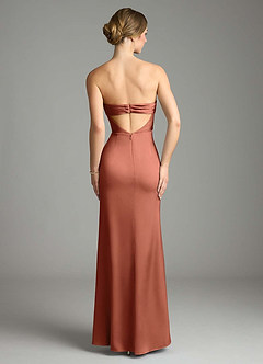 Azazie Leonis Bridesmaid Dresses Clay Mermaid Pleated Stretch Satin Convertible Dress image2