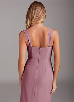 Azazie Denice Bridesmaid Dresses Vintage Mauve Sheath Pleated Chiffon Dress image8