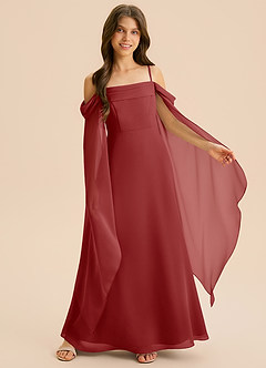 Azazie Moana Junior Linia A Pofałdowany Szyfon Długość podłogi Młodsza druhna Sukienka image6