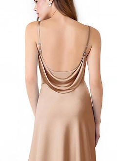 Azazie Alaija Bridesmaid Dresses English Rose Mermaid Side Slit Stretch Satin Dress image6